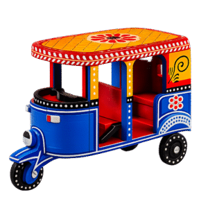 Handcrafted Wooden Auto Rickshaw Ride-On Toy