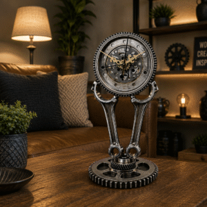 Industrial Twin Connecting Rod Gear Clock