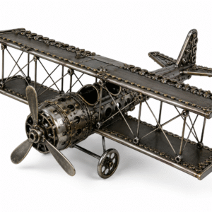 Vintage Biplane Metal Art Sculpture