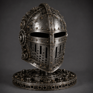 Knight Guardian Helmet Metal Sculpture
