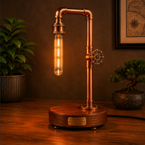Industrial Copper Pipe Table Lamp